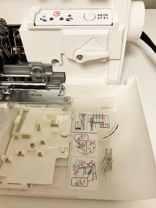 using color-coded threads that match your machine's threading guide