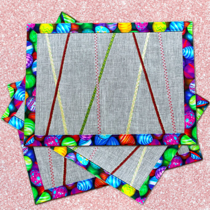 Easter placemats made with decorative and sequins ribbons
