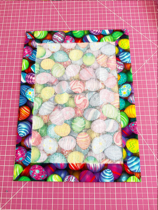 Final look of the backing fabric after all corners are finished