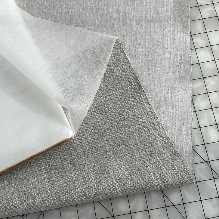 Interfacing laid on top of the base material for the table runner
