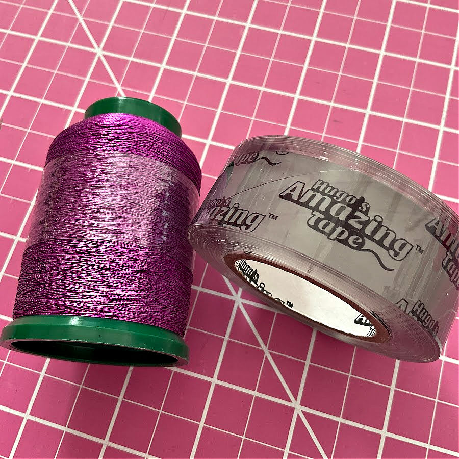 Hugo's Amazing Tape used to protect thread spools from unraveling