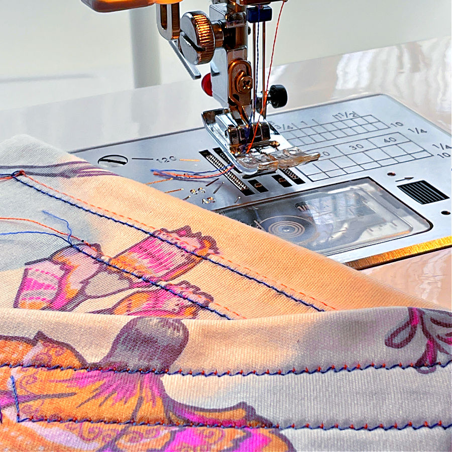 stitches produced by twin needle inserted in sewing machine