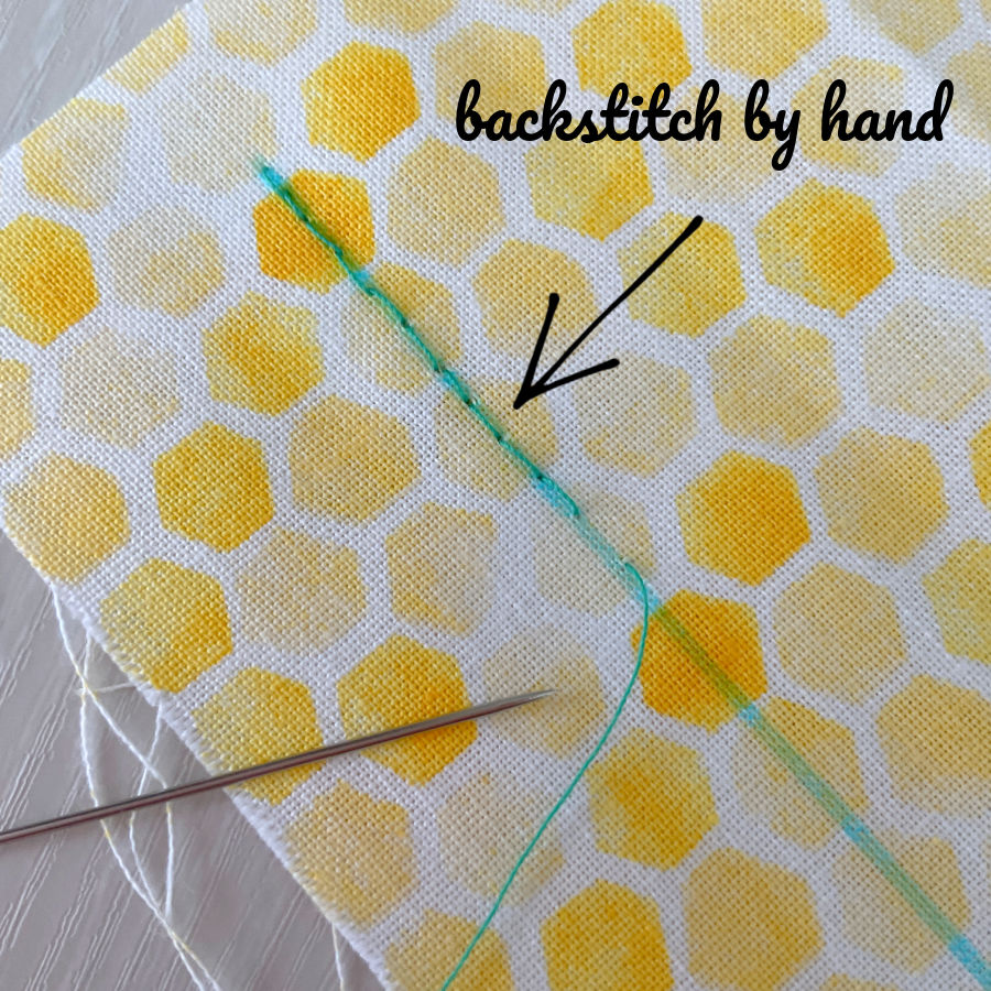 backstitching by hand when the sewing machine can not reach the place