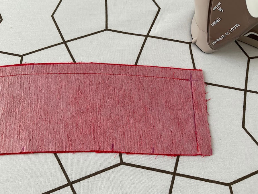 image of a piece of collar after pressing where the seam and fabric look good and are ready for the next step
