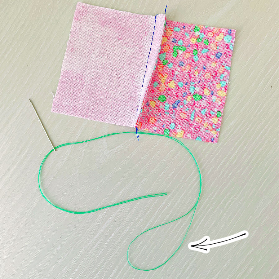 first step when starting a stitch without making a knot make a loop from the double thread