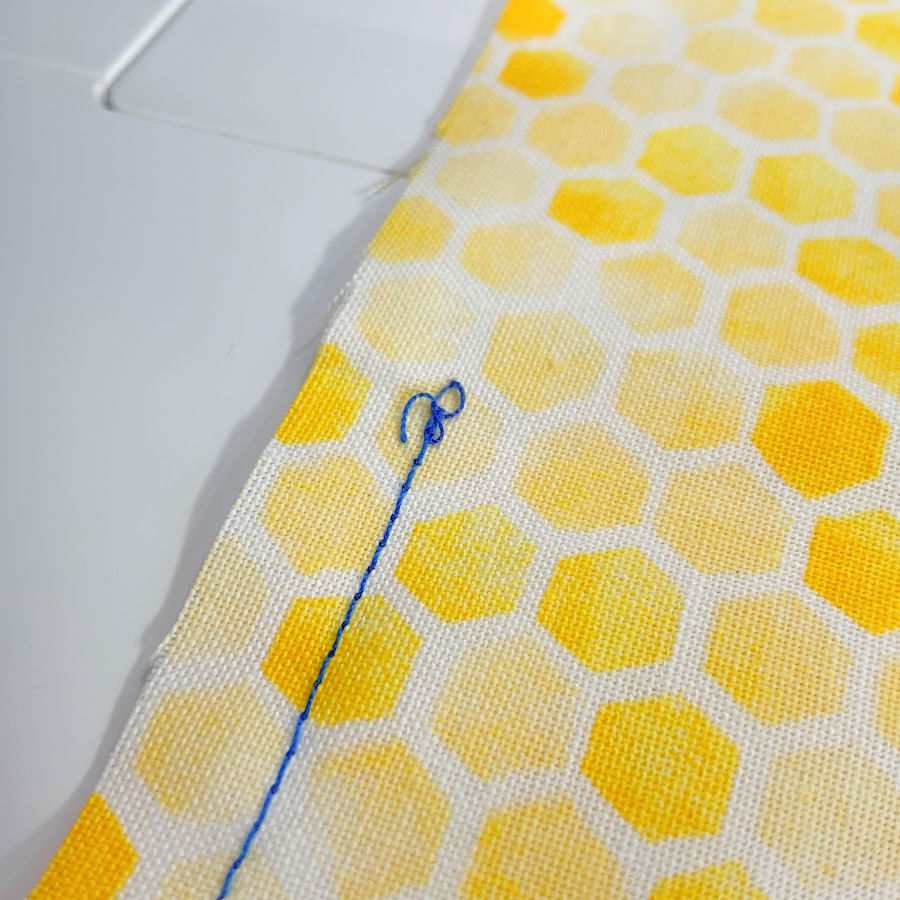 thread nest example on a new seam start after using the thread cutter