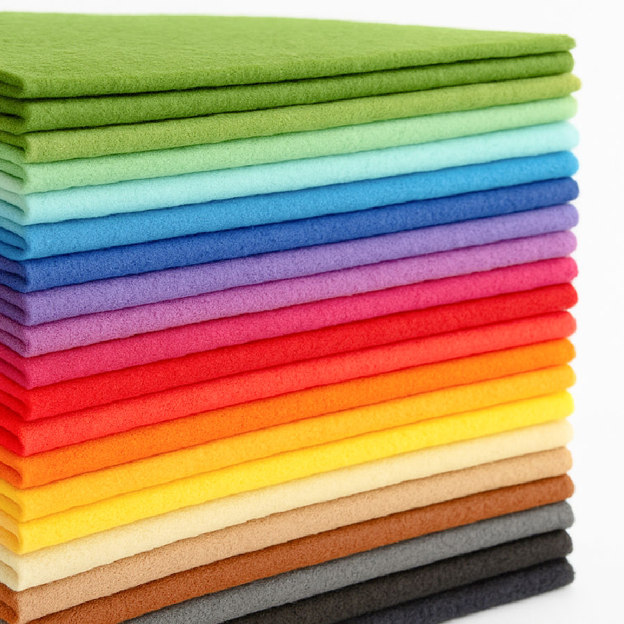 a stack of multi colored felt pieces made out of bamboo fibers