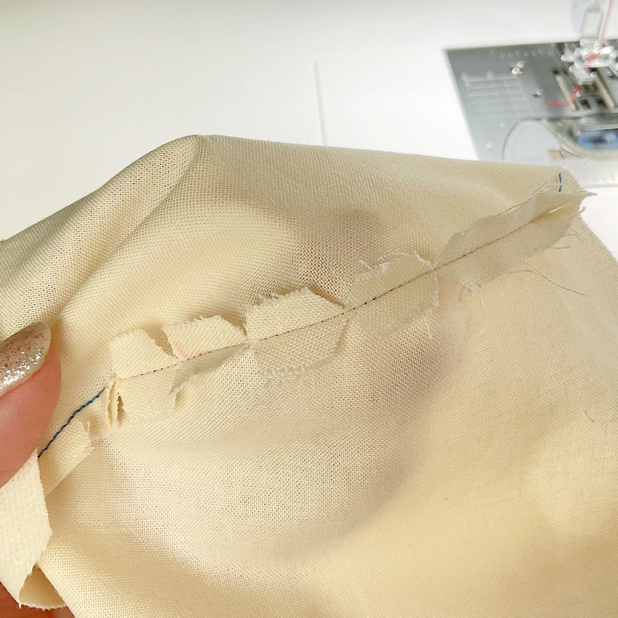 a curved seam opened by finger pressing because the shape makes difficult the use of an iron