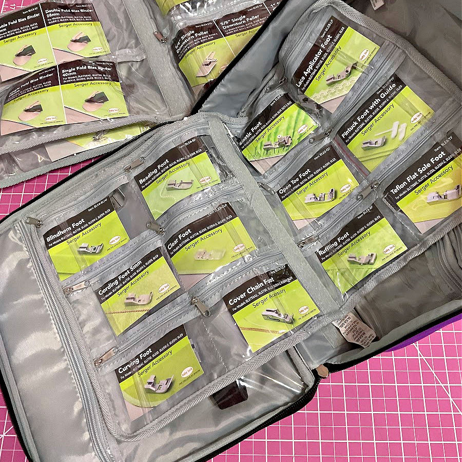 inside view of the babylock storage case for sewing machine and serger overlock accessories