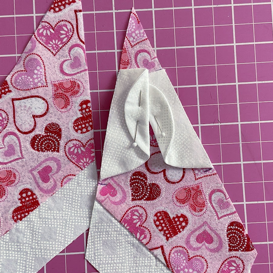the position of the angels wings after pinning before stitching
