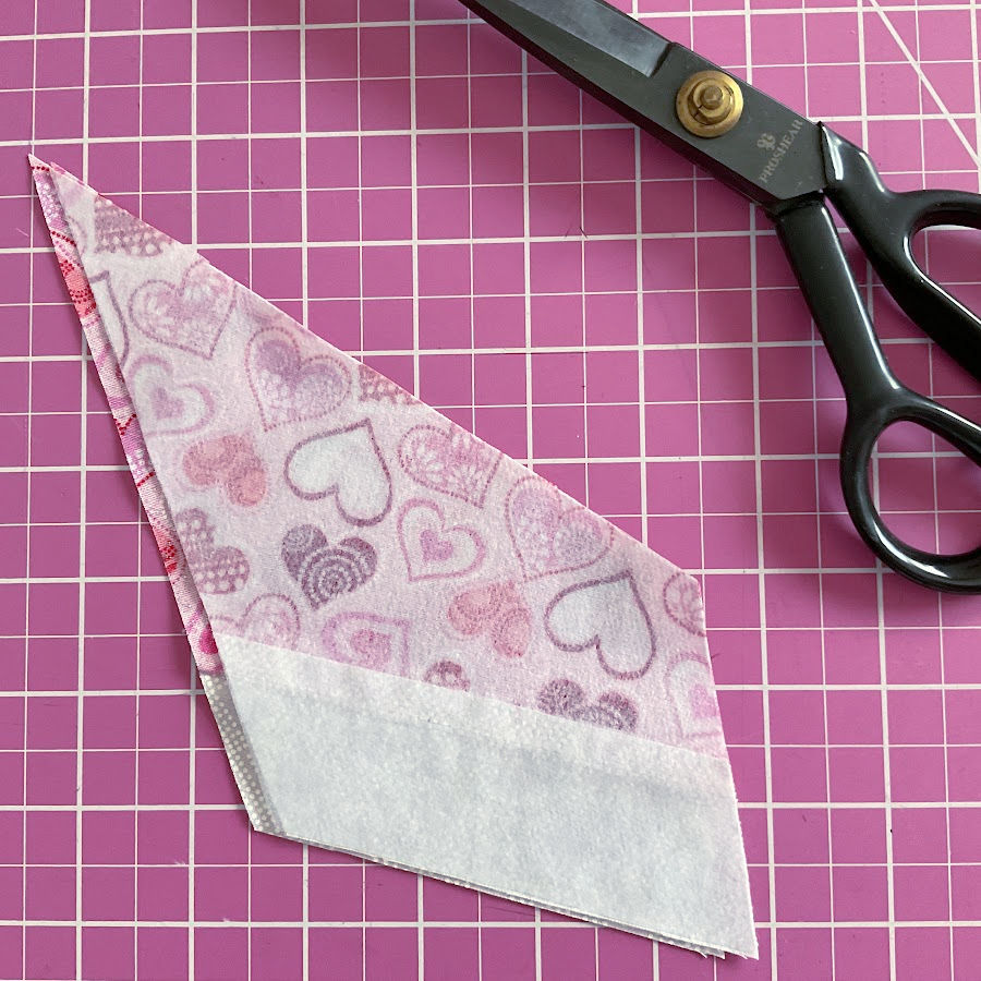 the pieces for the fabric angel after attaching interfacing to the wrong side