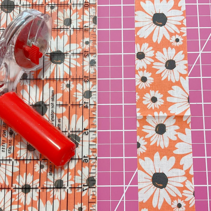 strips of material being cut straight for straight binding