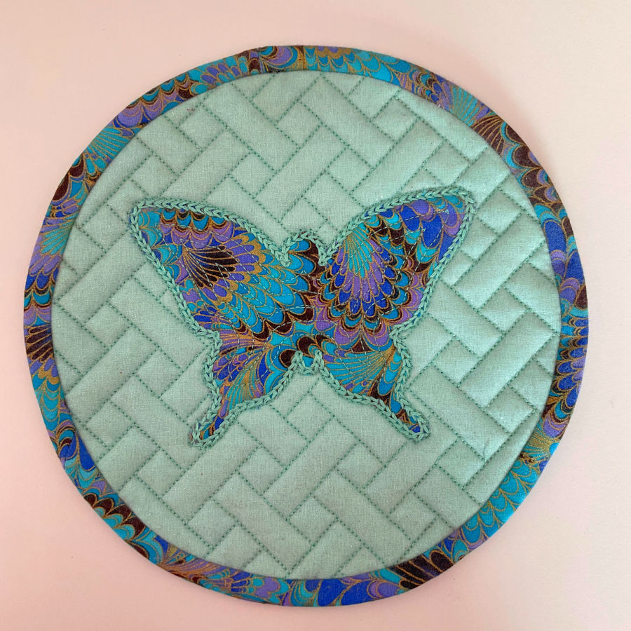 binding used in a quilted potholder