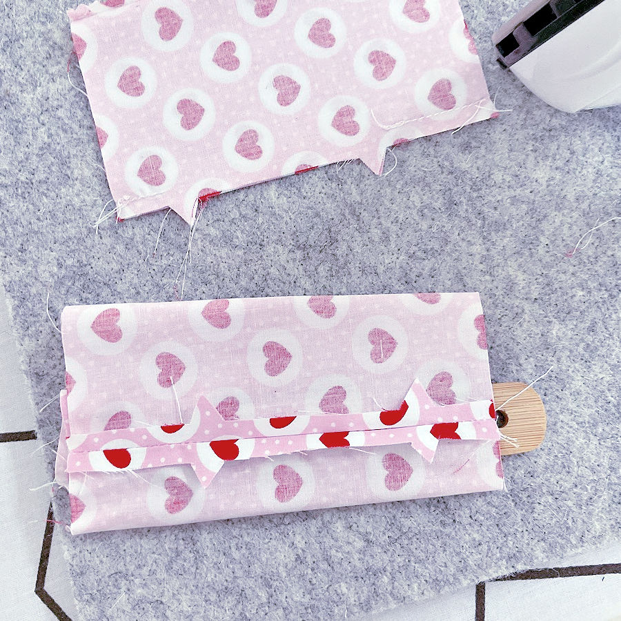 memory bear leg pieces sewn togetherwith seams pressed before turning