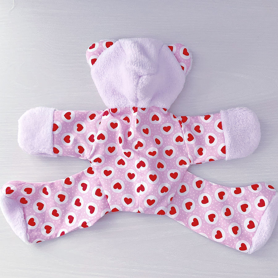 the bear after stitching and before stuffing