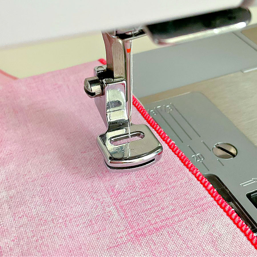 gathering foot installed on a low shank sewing machine
