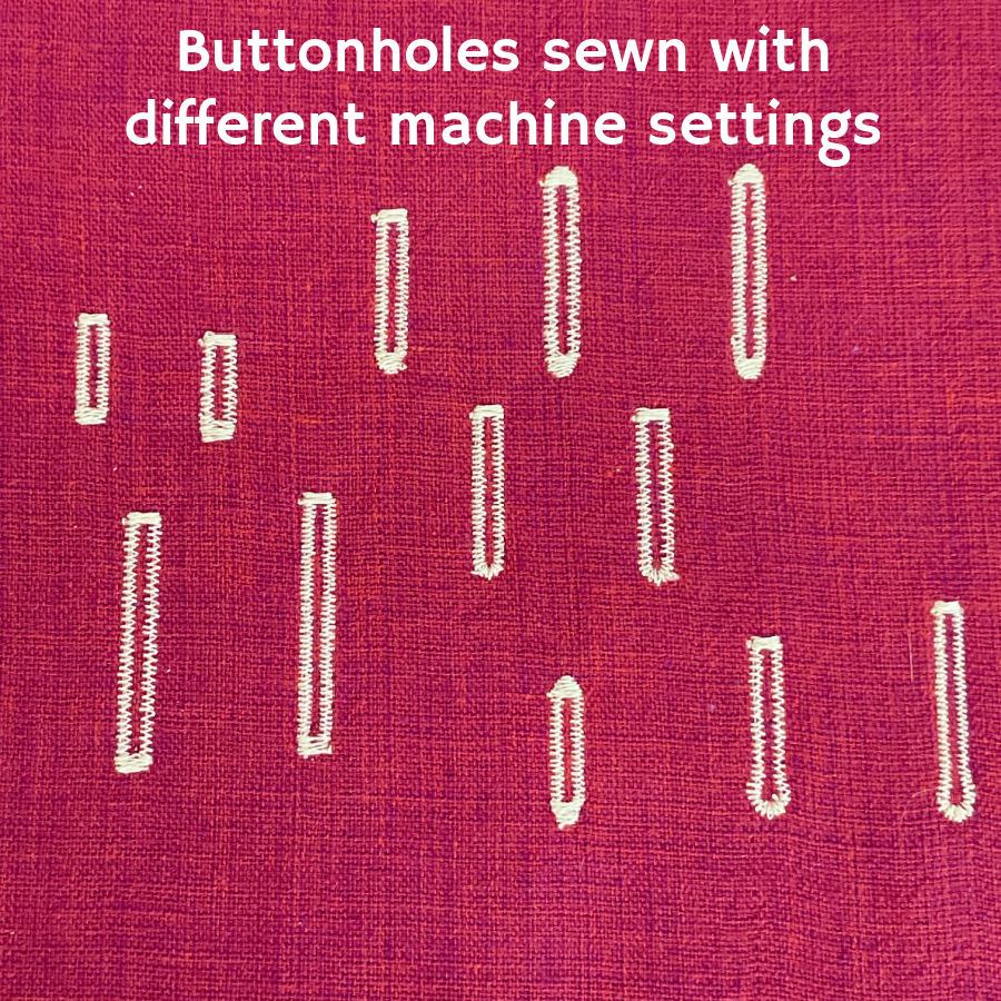 various types of buttonholes sewn on the same sewing machine by altering settings