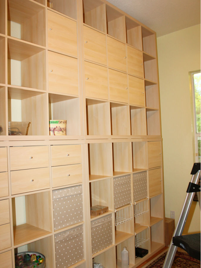 the final storage furniture made with Ikea Kallax units and other Ikea furniture parts