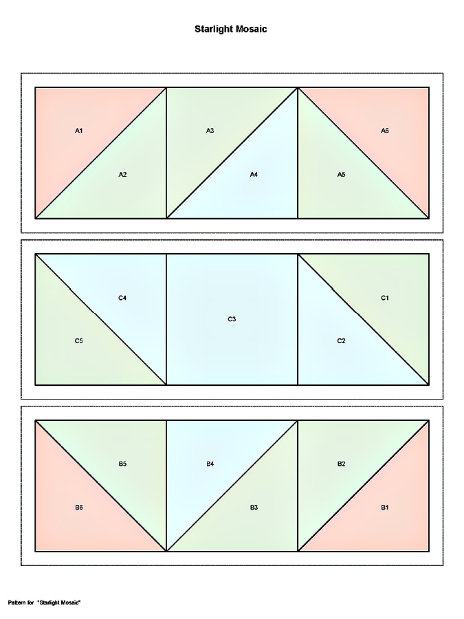 pattern generated by the electric quilt 8 EQ8 program for a quilt block suggesting the order of assembly for the block