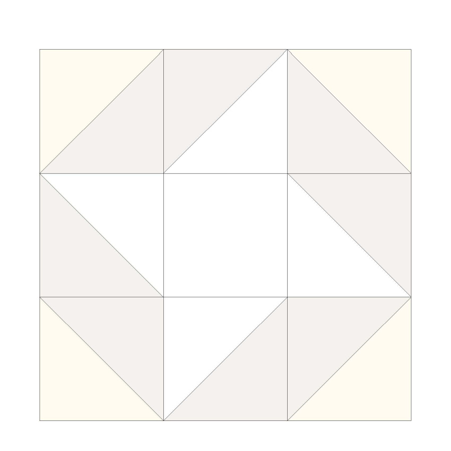 outline of a square 3x3 quilt block eight squares divided into two triangles