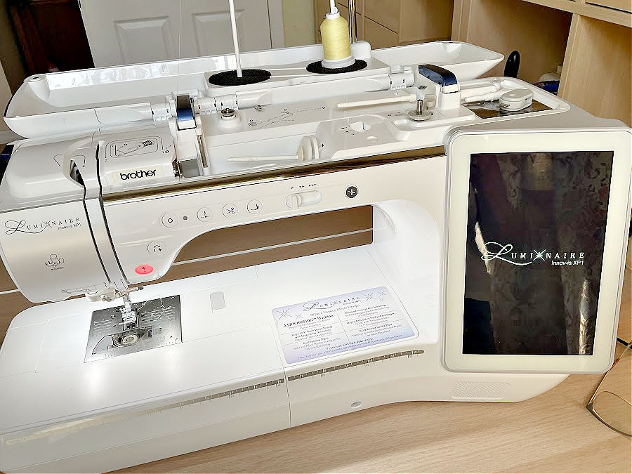 an image of the brother luminaire sewing and embroidery machine showing the large 13" space of the machine throat