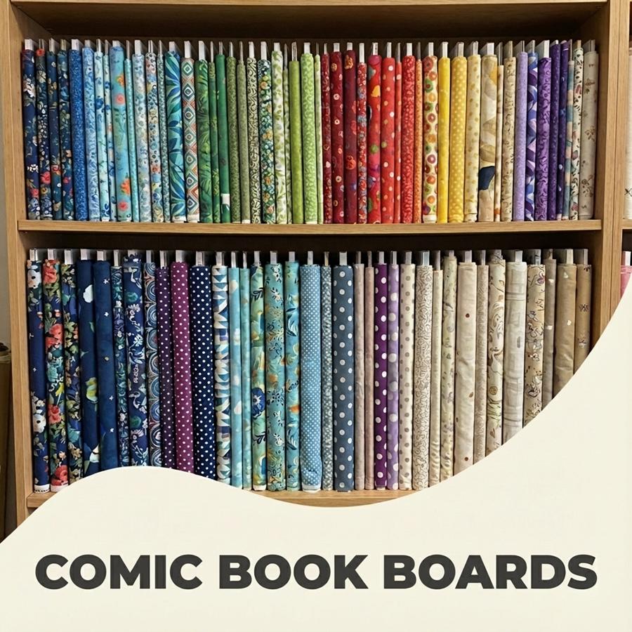 comic book boards used as supports for folding pieces of fabric for proper storage