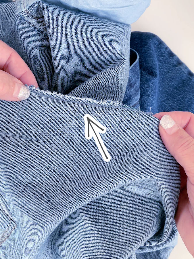 the seam done by machine on the jeans