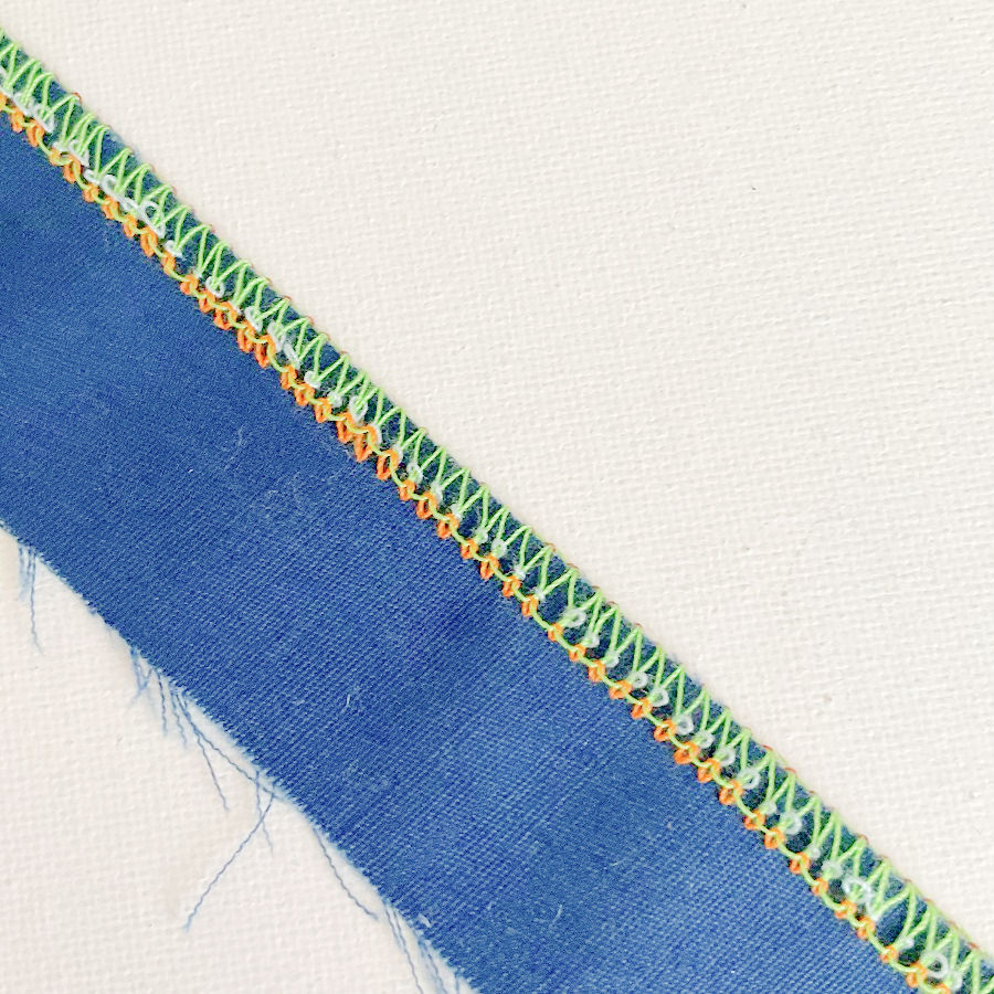 an example of serger overlock seam where the tension was not properly set and the seam is not correctly made