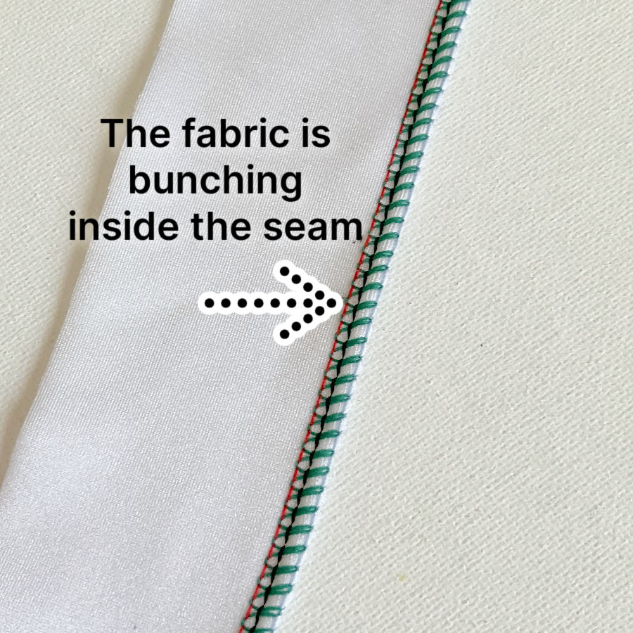 one of the reasons the serger overlock stitch might need to be removed is the bunching of the fabric inside the seam