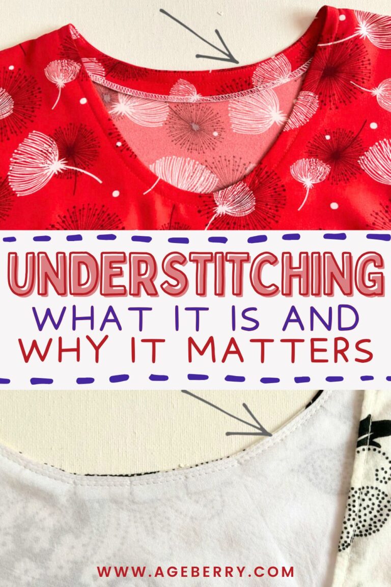 Learn how understitching works in sewing and why it matters, shown with close-up examples of neckline facings where understitching keeps fabric from rolling to the outside. Beginner-friendly sewing tutorial explaining what understitching is, where to use it, and how this simple sewing technique improves garment finish and fit.