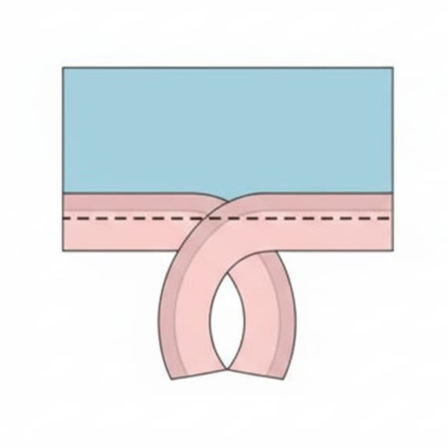 exaggerated diagram showing the superimposing of the two ends of piping at the point where they join