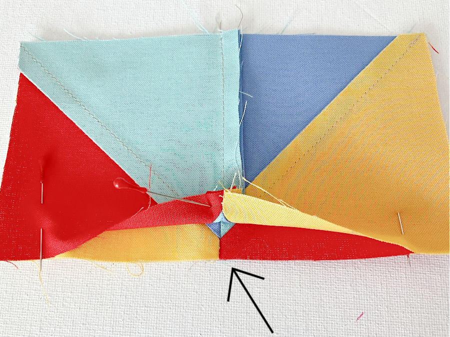 image shows how to arrange seam allowances in opposite directions so they nest together properly