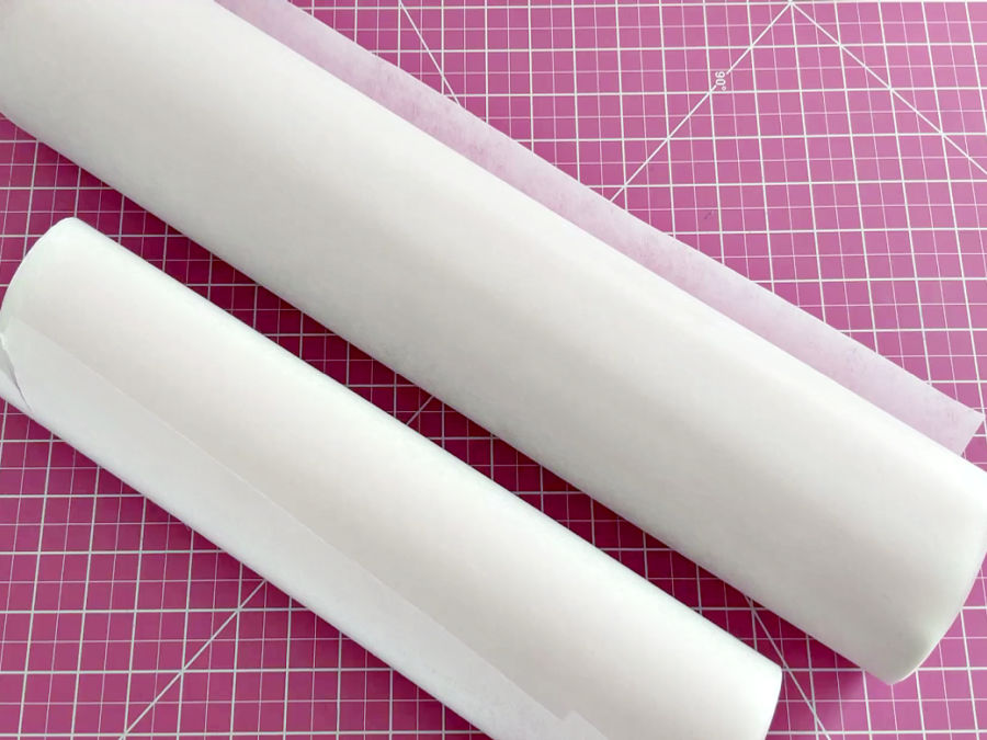 two rolls of stabilizer tested for stiffness to choose which one is appropriate for the project