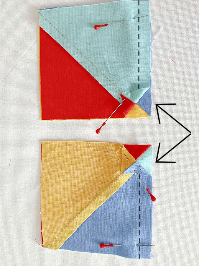 showing how the seams can be nested so the points line up