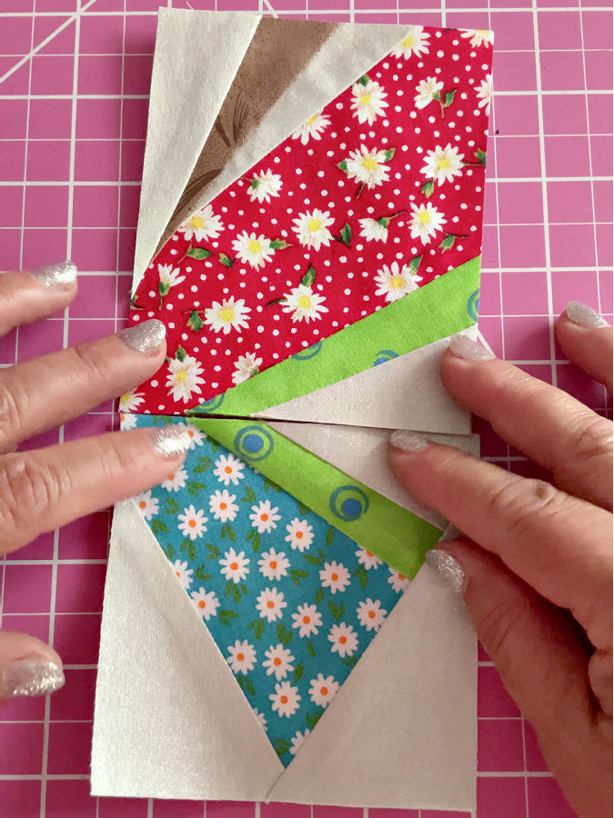 two of the final blocks shown aftwer they were trimmed using the outer line of the template as a guide