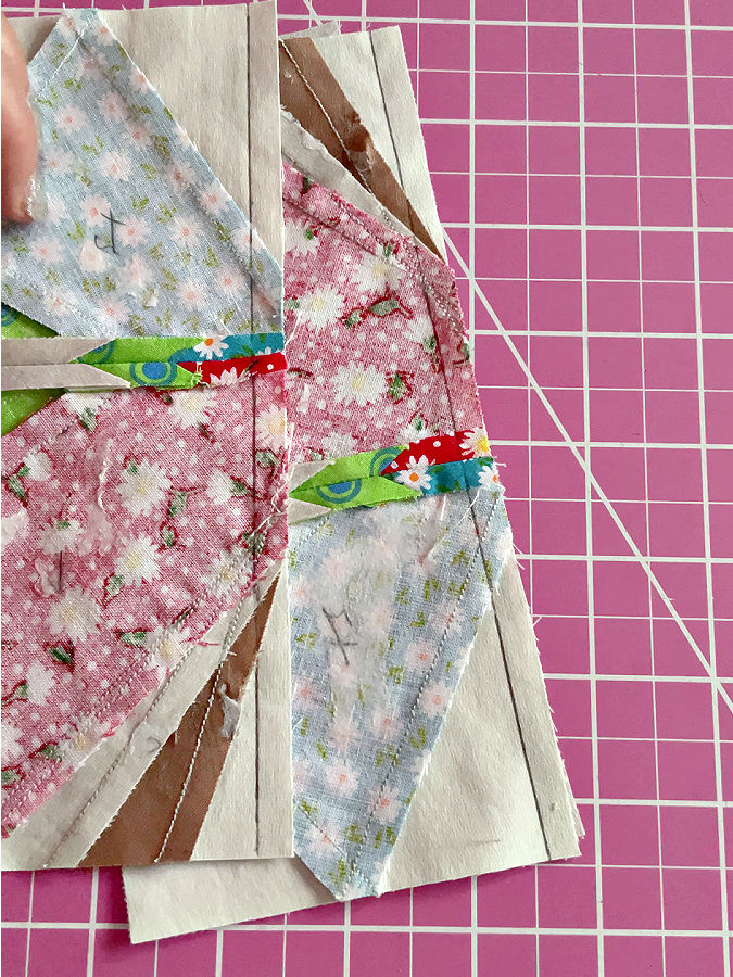 butterfly pieces before final stitching the final stitch line marked visibly on the wrong side of both pieces