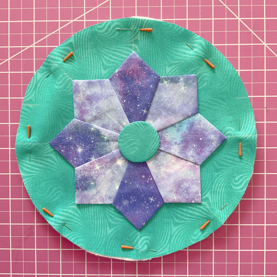 the layers for the purse front all together pinned to avoid shifting