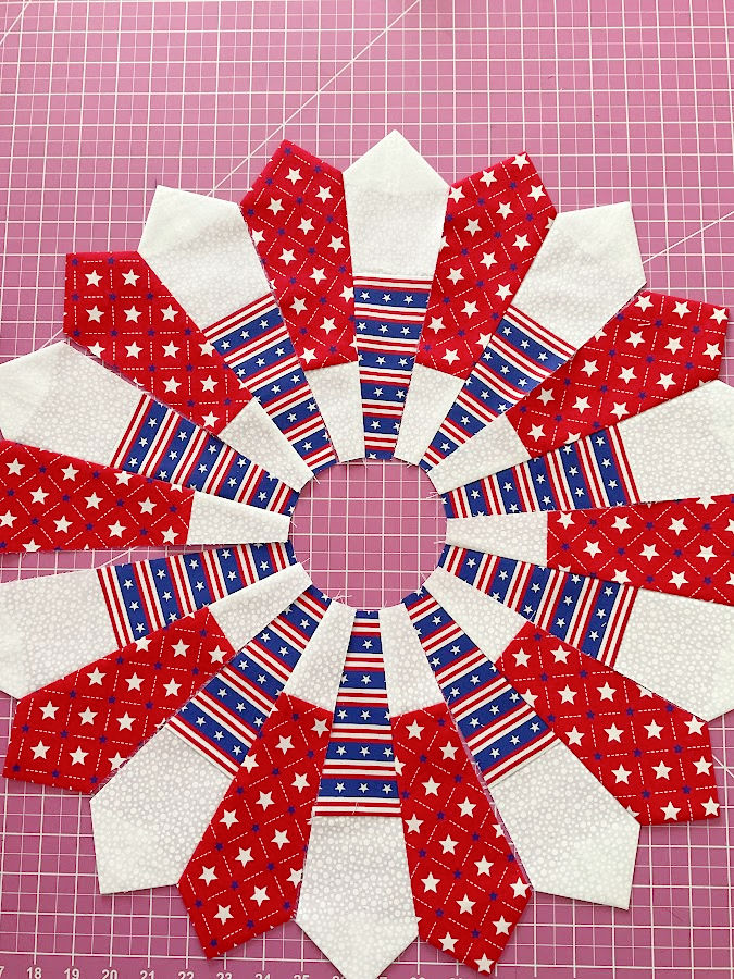 The dresden blade pairs arranged together before the final stitching together