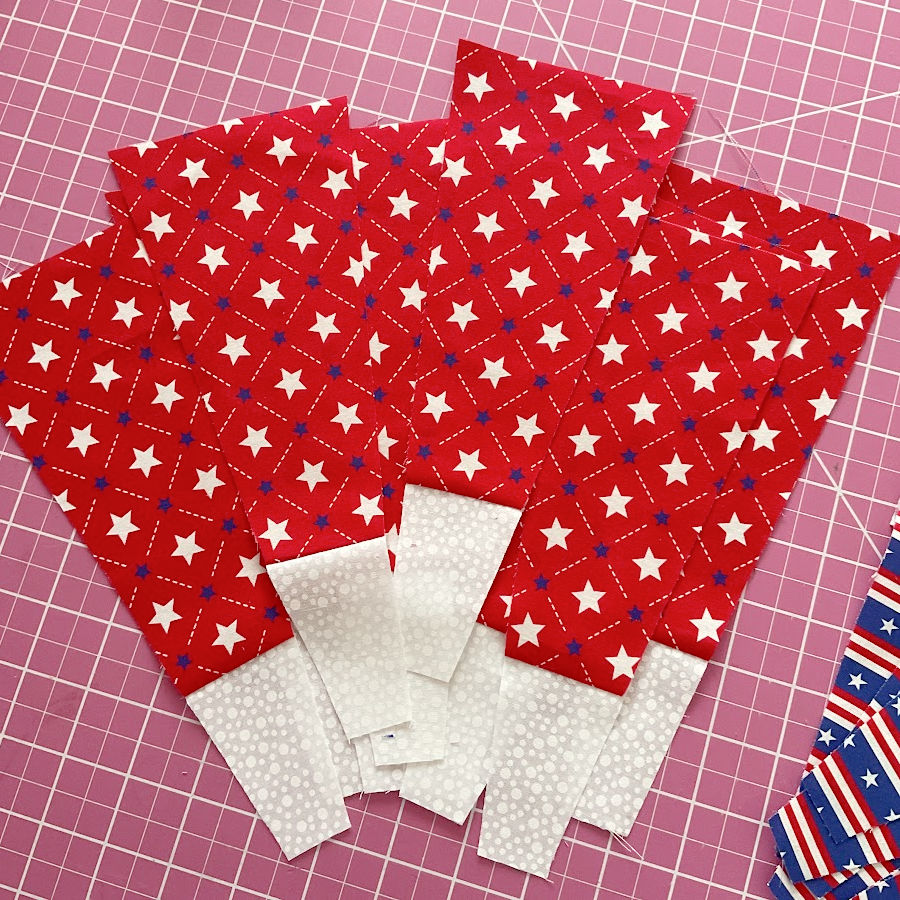 the stack of 10 red/white blades