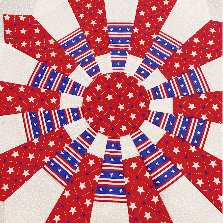 the finished dresden plate block with the center attached