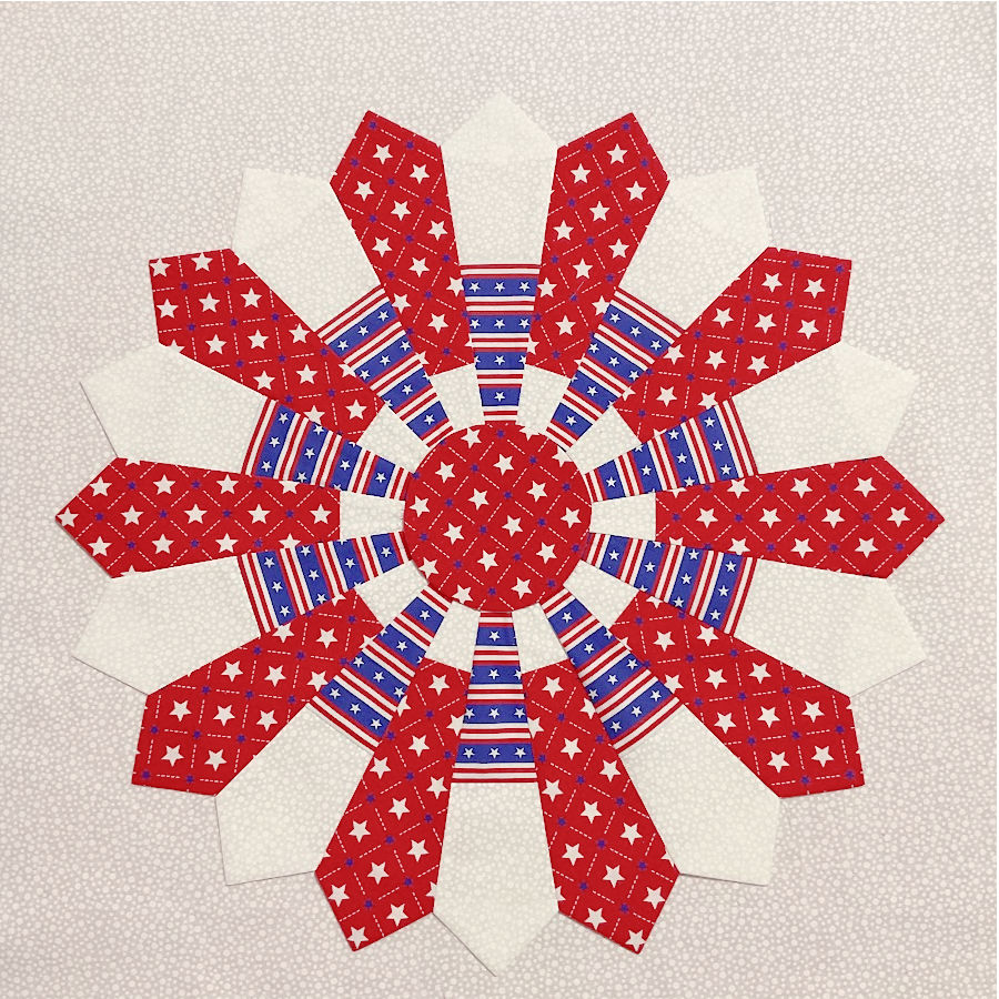 finished dresden plate block