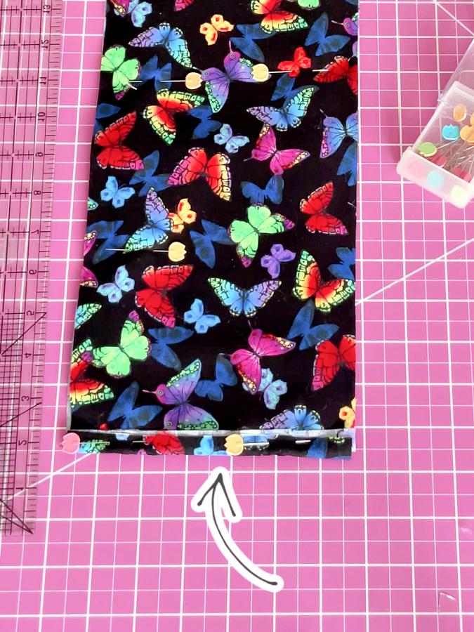 an arrow points to the short edge that needs to be finished
