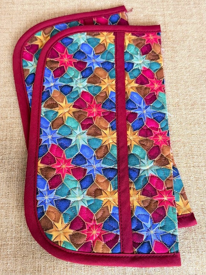 both sides pocket assemblies, finished, stacked one on top of the other