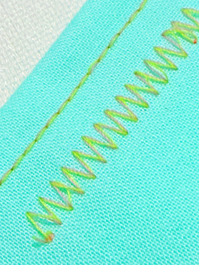 closeup view of the straight and zigzag stitches