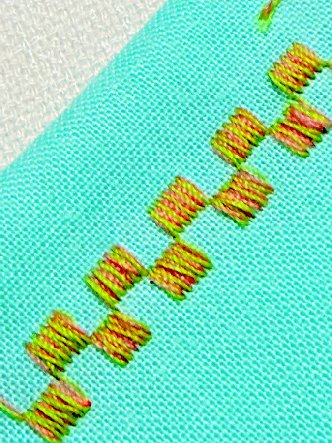 closeup view of the decorative stitch