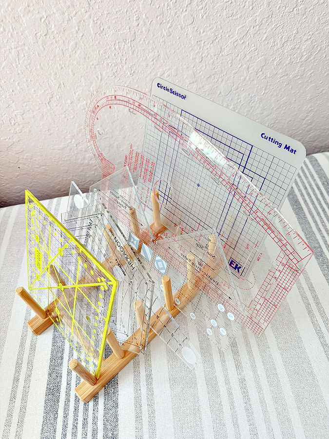 a plate rack used to hold sewing rulers