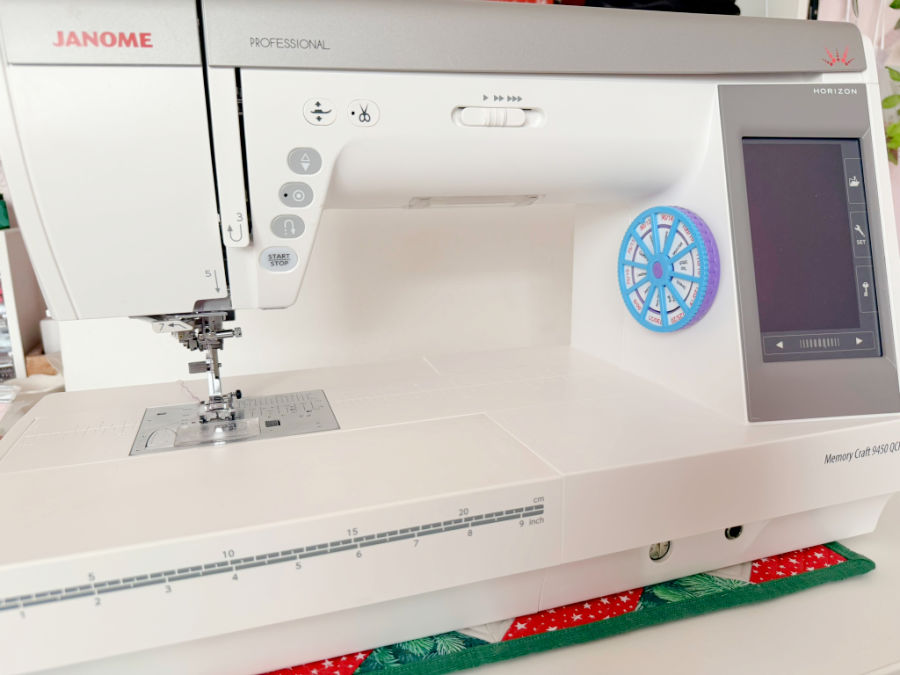 a janome sewing machine having attached a needle noter