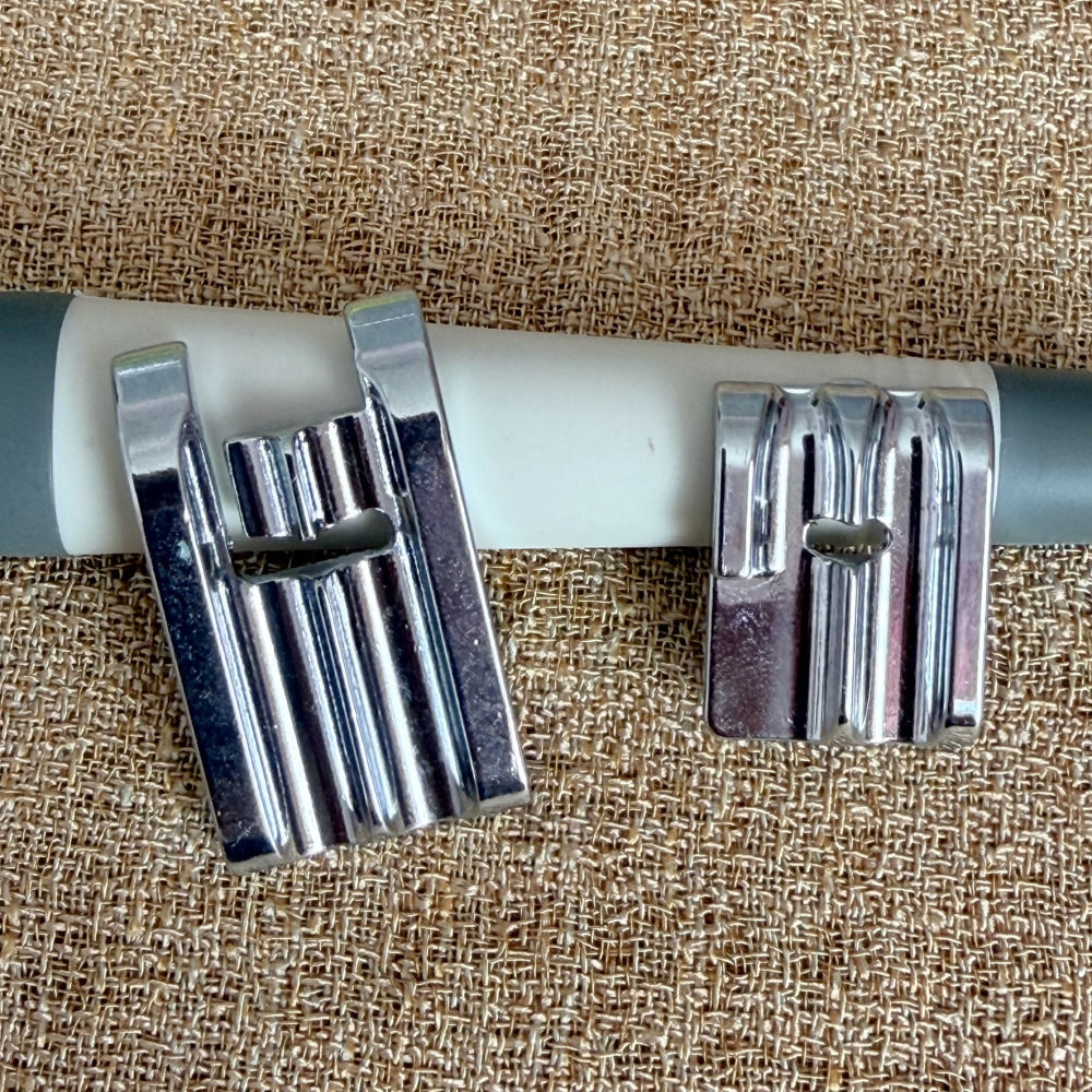 The same piping feet from the previous image shown from the bottom side the grooves for piping obvious on the image
