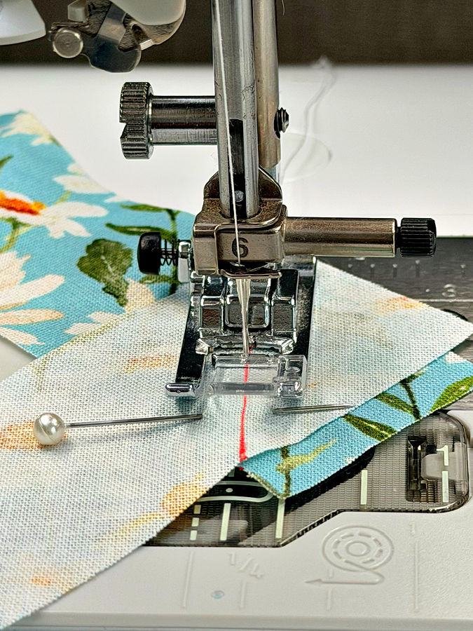 sewing the strips that are joined