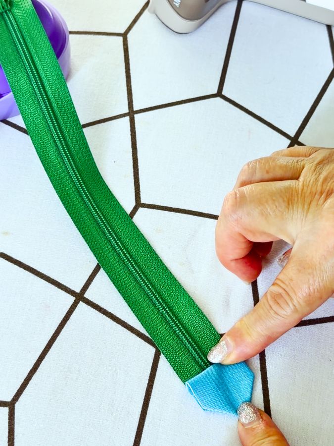 the fabric is folded for about 1/4 inch